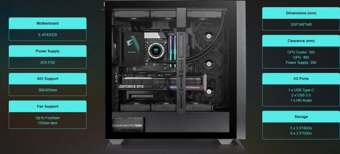 Thermaltake AX500, schwarz, Glasfenster