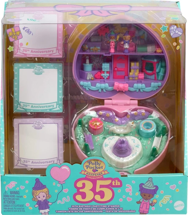 Mattel Polly Pocket - Nostalgie 35. Geburtstag Party-Stempel Schatulle