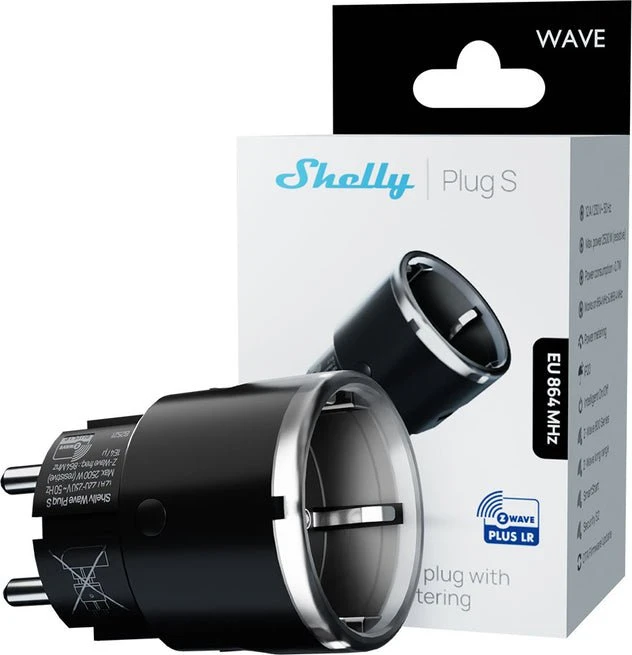 Shelly Wave Plug S LR, schwarz, 2500W, Smart-Steckdose