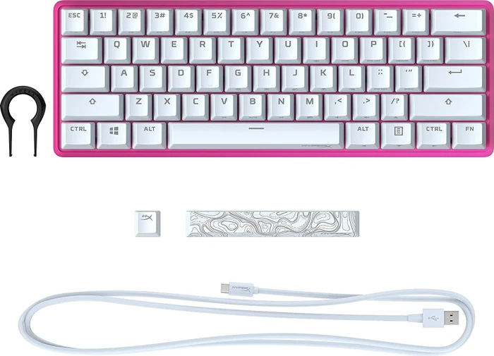 HP HyperX Alloy Origins 60 pink, LEDs RGB, HyperX RED, USB, US