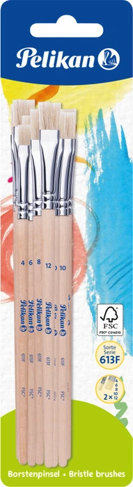 Pelikan Sorte 613F Borstenpinsel Gr. 4/6/8/10/12 Pinselset, 10-tlg.