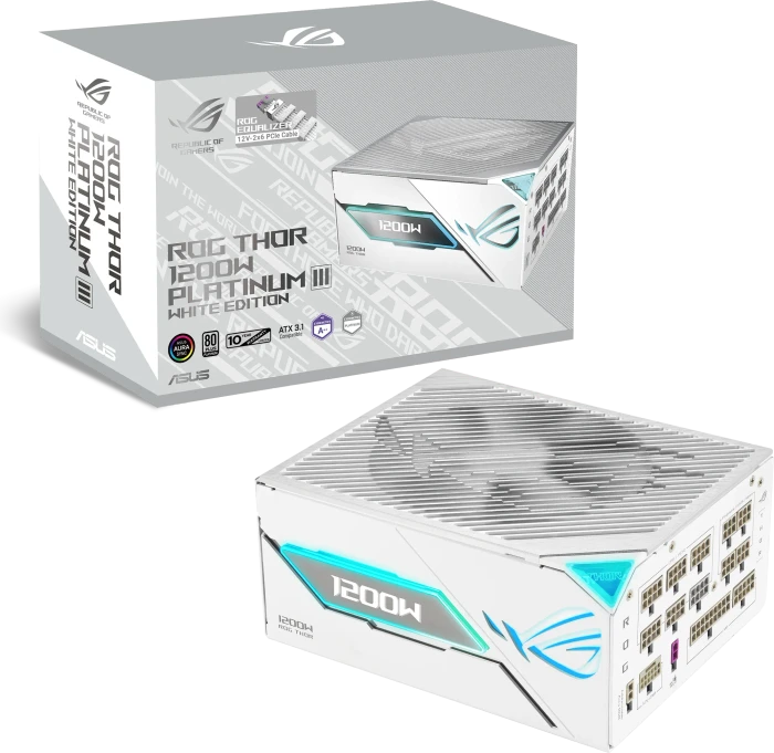 ASUS ROG Thor Platinum III White Edition (ROG Equalizer), ROG-THOR-1200P3-WHITE-GAMING-E, 1200W, ATX 3.1