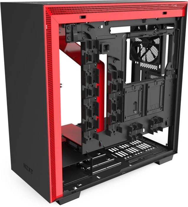 NZXT H710, schwarz/rot, Glasfenster
