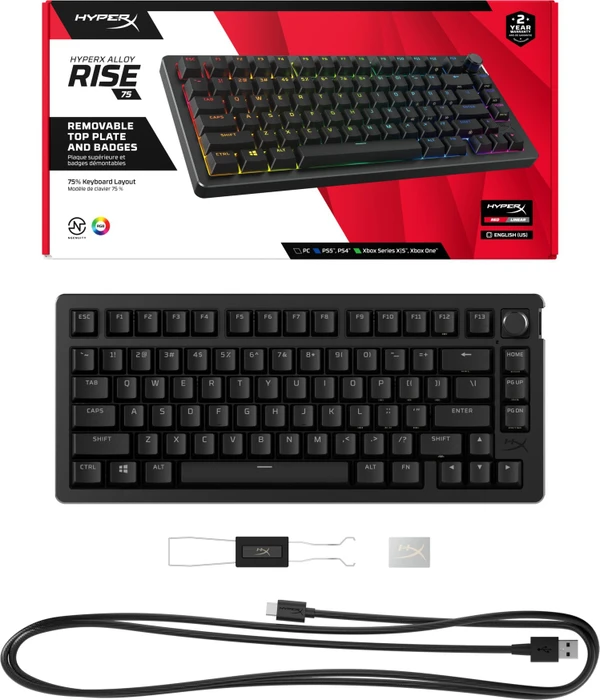 HP HyperX Alloy Rise 75, PBT, LEDs RGB, hot-swap, HyperX Linear, USB, DE