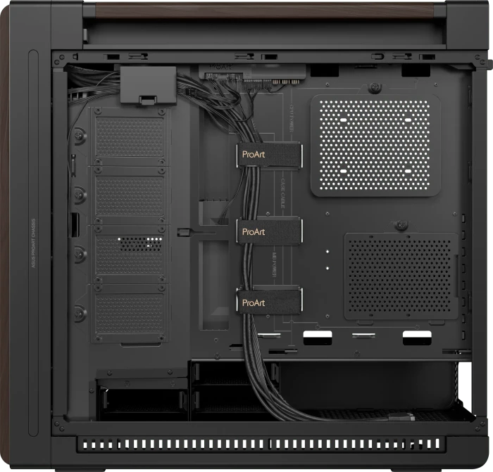 ASUS ProArt PA602 Wood Edition Modern Black, schwarz/braun, Tempered Glass Panel, Glasfenster