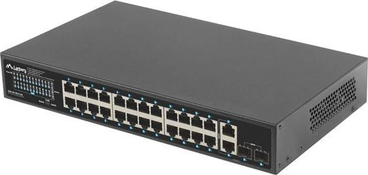 Lanberg RSGE Rackmount Gigabit Switch, 24x RJ-45, 2x RJ-45/SFP, 360W PoE+