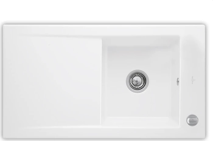 Villeroy & Boch Timeline 50 Einbau Becken reversibel mit Ablauffernbedienung stone white