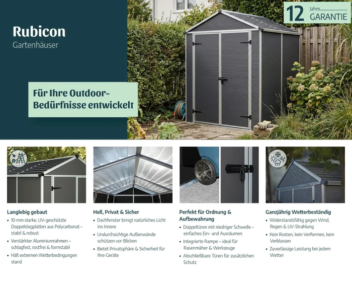 Palram Canopia Rubicon 6x5 Gerätehaus dunkelgrau