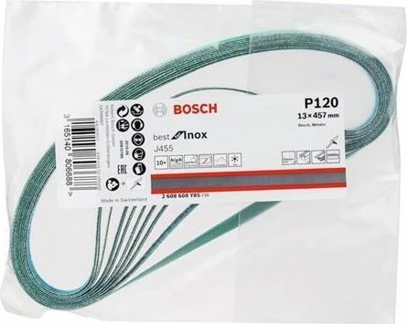Bosch Professional J455 Best for Inox Schleifband K120, 13x457mm, 10 Stück