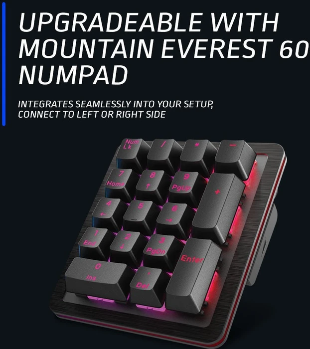 Mountain Everest 60, LEDs RGB, hot-swap, Midnight Black, Linear 45, USB, DE