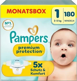 Pampers Premium Protection Gr.1 Einwegwindel, 2-5kg, 180 Stück