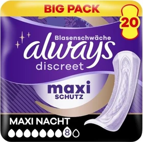 Always Discreet Ultimate Nacht Hygieneeinlage,    20 Stück