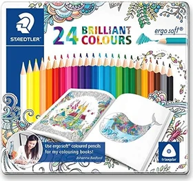 Staedtler ergosoft 157 Johanna Basford Edition Buntstift sortiert, Metalletui, 24er-Set