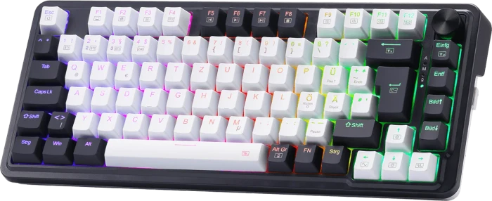 Redragon Ucal K673 Pro, schwarz/weiß, LEDs RGB, Redragon RED, USB/Bluetooth, DE