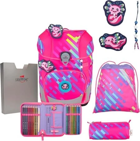 DerDieDas ErgoFlex Tiny Exklusiv Neon Punkie Schultaschen-Set, 5-tlg.