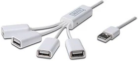 Digitus Slim Spider USB-Hub, 4x USB-A 2.0, USB-A 2.0 [Stecker] (DA-70216)