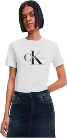 Calvin Klein Monogramm T-Shirt kurzarm bright white (Damen)