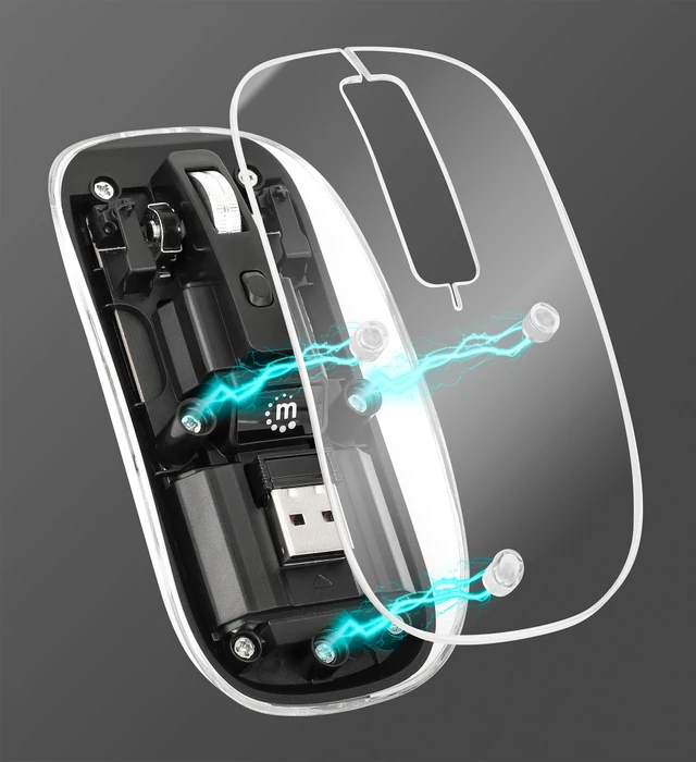Manhattan Transparent Rechargeable Wireless Mouse, transparent/schwarz, USB