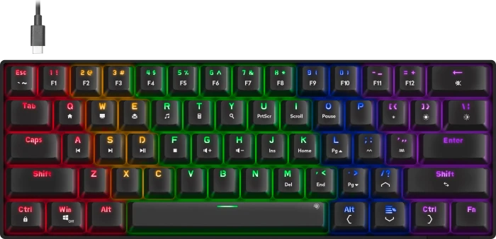 Speedlink Atmos RGB Regenbogen 60% Gaming Keyboard, schwarz, LEDs RGB, Jixian BROWN, USB, US