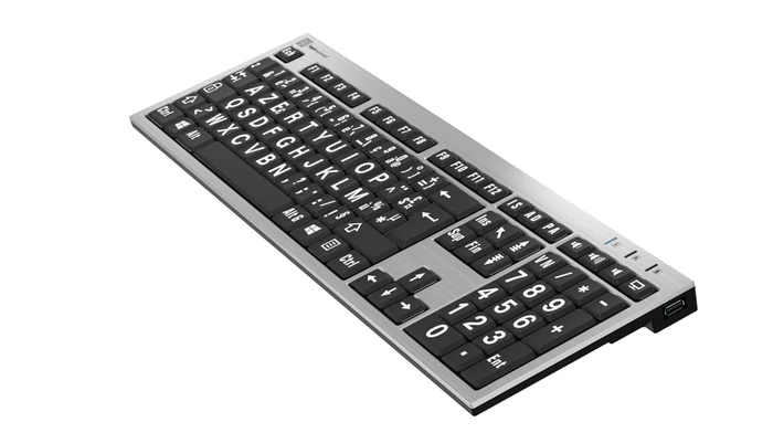 LogicKeyboard LargePrint PC Slim Line, White on Black, USB, FR