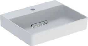 Geberit ONE Aufsatzwaschtisch rechteckig, Abgang horizontal 50cm, Hahnloch mittig, weiß matt
