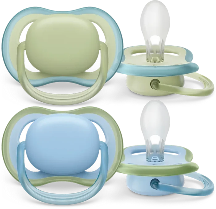 Philips Avent SCF085/21 Ultra Air Beruhigungsschnuller, 6-18M, Silikon, blau/olive, 2 Stück