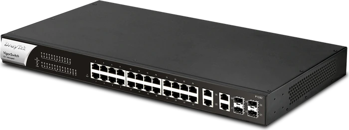 DrayTek VigorSwitch 1282 Rackmount Gigabit Smart Switch, 24x RJ-45, 4x RJ-45/SFP, 400W PoE+