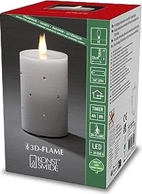 Konstsmide Echtwachskerze 11.8cm weiß LED 1x warmweiß, 1 Stück