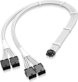 EZDIY-FAB 12VHPWR Kabel, 4x 8-Pin PCIe Buchse auf 16-Pin PCIe 5.0 12VHPWR Stecker, Adapterkabel, 16AWG, weiß/schwarz, 50cm