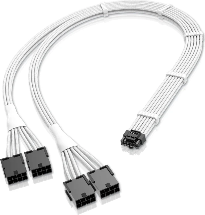 EZDIY-FAB 12VHPWR Kabel, 4x 8-Pin PCIe Buchse auf 16-Pin PCIe 5.0 12VHPWR Stecker, Adapterkabel, 16AWG, weiß/schwarz, 50cm