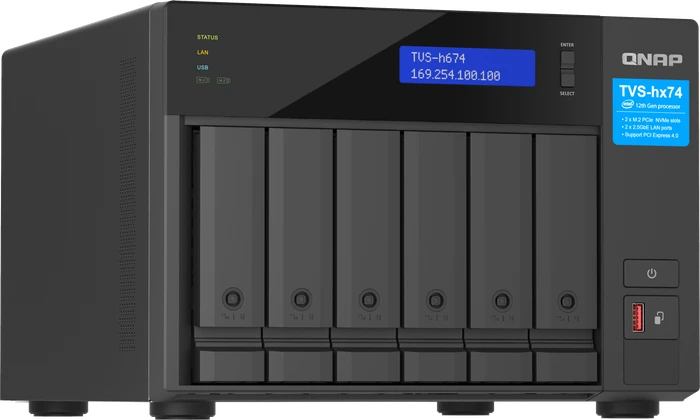 QNAP QuTS hero TVS-h674-i3-16G 16TB, 16GB RAM, 2x RJ-45 2.5GBase-T, 1x USB-C 3.1