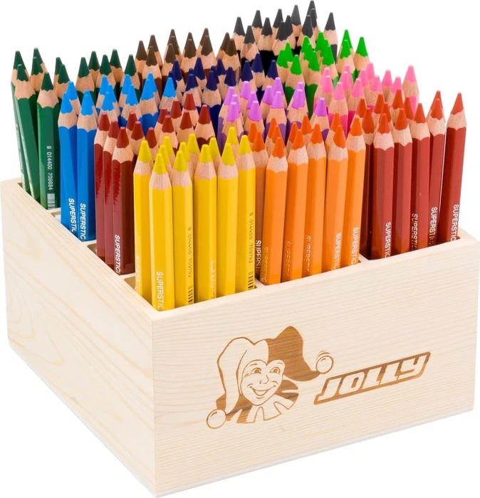 Jolly X-BIG Grundfarben hell Buntstift sortiert, Holzbox, 144er-Set (9500-0084)