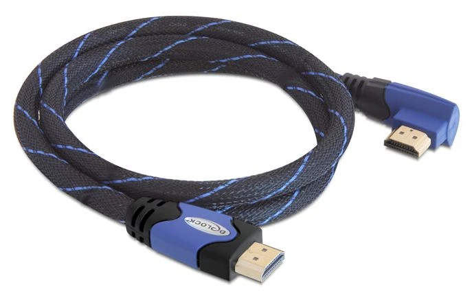 DeLOCK High Speed mit Ethernet HDMI 1.4 Kabel und gewinkeltem Stecker blau, 1m