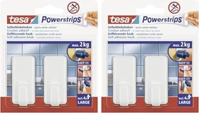 tesa Powerstrips Haken large Classic weiß, Klebehaken, 20mm/50mm, 2 Stück