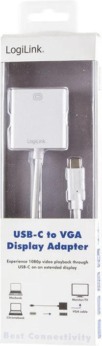 LogiLink USB 3.0 Typ-C Adapterkabel, USB-Typ-C [Stecker] auf VGA [Buchse]