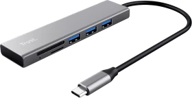 Trust Halyx USB-Hub und Kartenlesegerät, USB-C 3.0 [Stecker] (24191)
