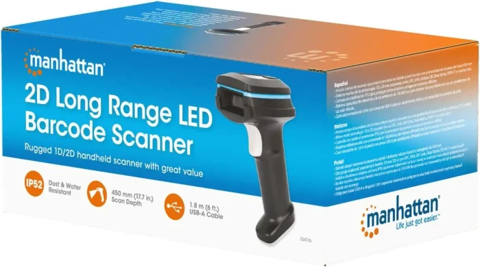 Manhattan 2D Long Range LED Barcode Scanner