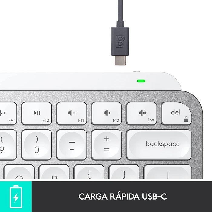 Logitech MX Keys Mini, LEDs weiß, Logi Bolt, Pale Gray, weiß/grau, USB/Bluetooth, ES