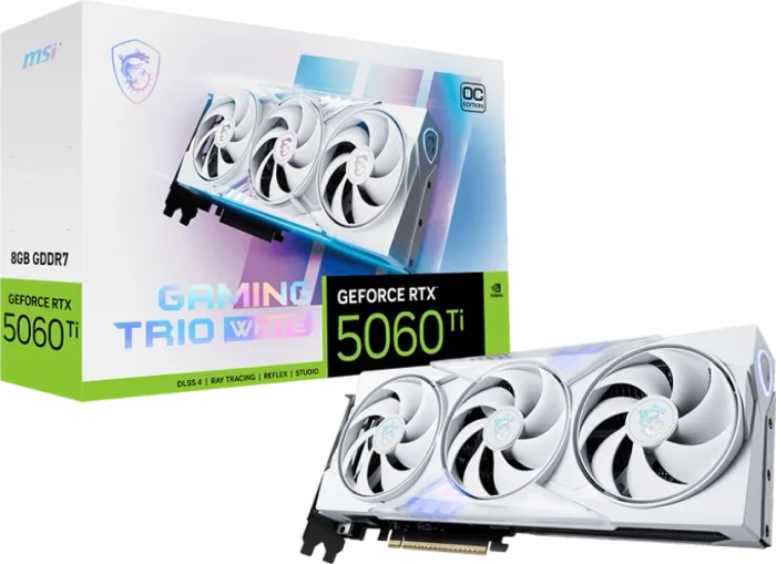 MSI GeForce RTX 5060 Ti 8G Gaming Trio OC White, G506T-8GTCW, 8GB GDDR7, HDMI, 3x DP