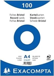 Exacompta Karteikarten, A4, glatt, weiß, 100 Blatt