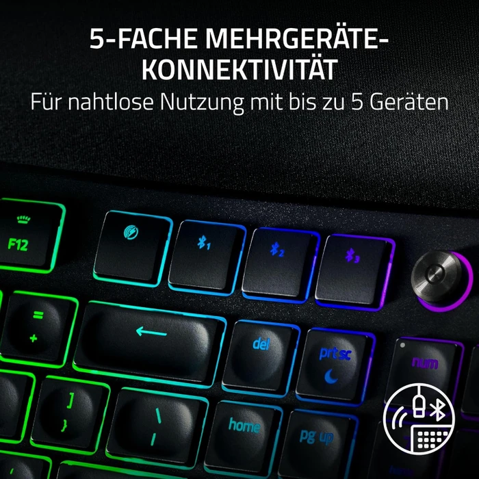 Razer Pro Type Ergo Wireless Split Ergonomic RGB Keyboard, schwarz, LEDs RGB, USB/Bluetooth, US