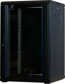 Rockstable 19" Serverschrank 18HE, Sicherheitsglastür, IP2X, schwarz, 600mm tief