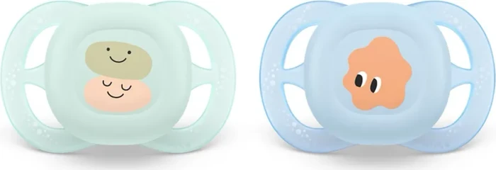 Philips Avent SCF075/04 ultra start Beruhigungsschnuller, 0-2M, Silikon, blau/grün, 2 Stück