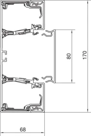 Hager Brüstungskanal-Unterteil Profil Geräteeinbau BRN 68x170mm aus PVC in grschwarz