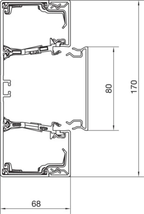 Hager Brüstungskanal-Unterteil Profil Geräteeinbau BRN 68x170mm aus PVC in grschwarz