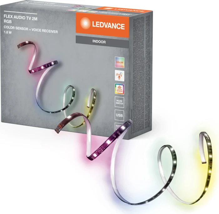 Osram Ledvance Indoor Flex Audio TV Voice Receiver RGB Color Sensor USB LED-Streifen 1.8W 2m