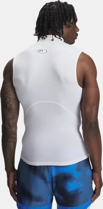 Under Armour HeatGear Mock Kompressionsshirt ärmellos weiß/schwarz (Herren)