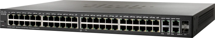 Cisco SF300 Rackmount Managed Switch, 48x RJ-45, 2x RJ-45/SFP, 375W PoE+