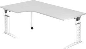 Hammerbacher Ergonomic Plus U-Serie US82/W/W Eckschreibtisch 200x120cm weiß/weiß