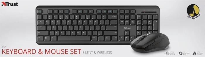 Trust Ody Wireless Silent Keyboard and Mouse Set, USB, DE